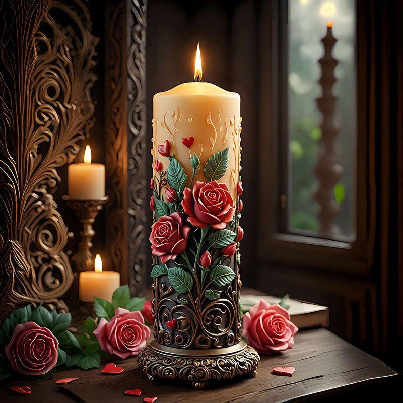 Candle Making Vinings - Europäischer Stil Rote Rose Herzförmige Ranken-Verwundene