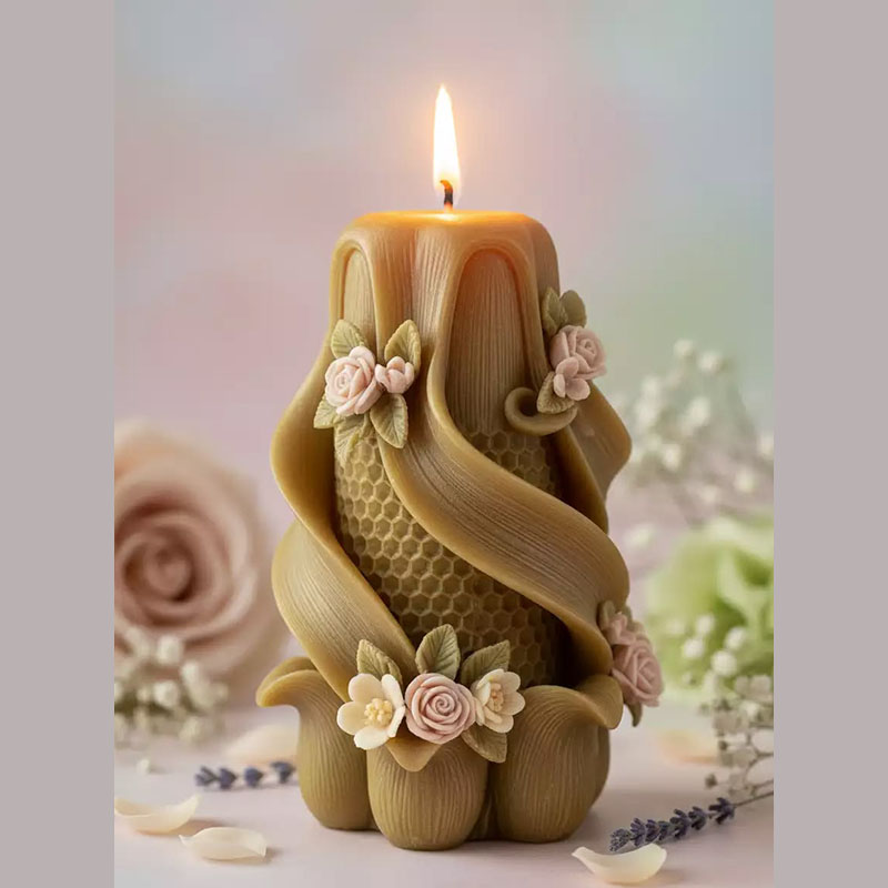Candle Making Vinings - Waldstil Rankenblumen-Wabenstruktur Spiralförmige Unregelmäßige Form Silikonform