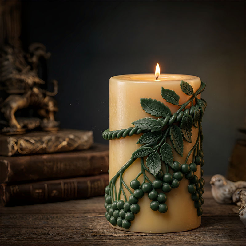 Candle Making Vinings - Rankengrüne Blatt-Beeren-Relief-Form Kerzen-Aromatherapie-Silikonform Natürlicher Heilungsstil Aromatherapie-Kerzenherstellung