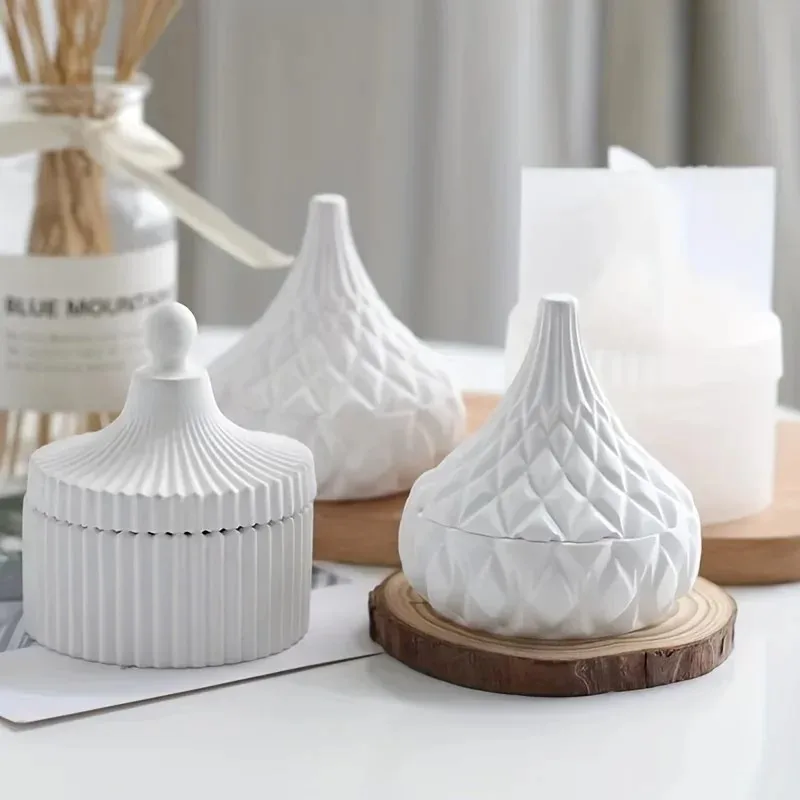 Candle Making Jars With Lids - 2 Stück Silikon-Kerzenglasform mit Deckel, rund